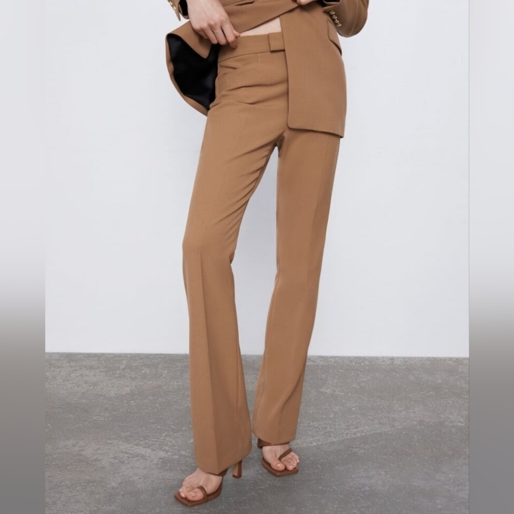 NWT Zara camel flared trousers